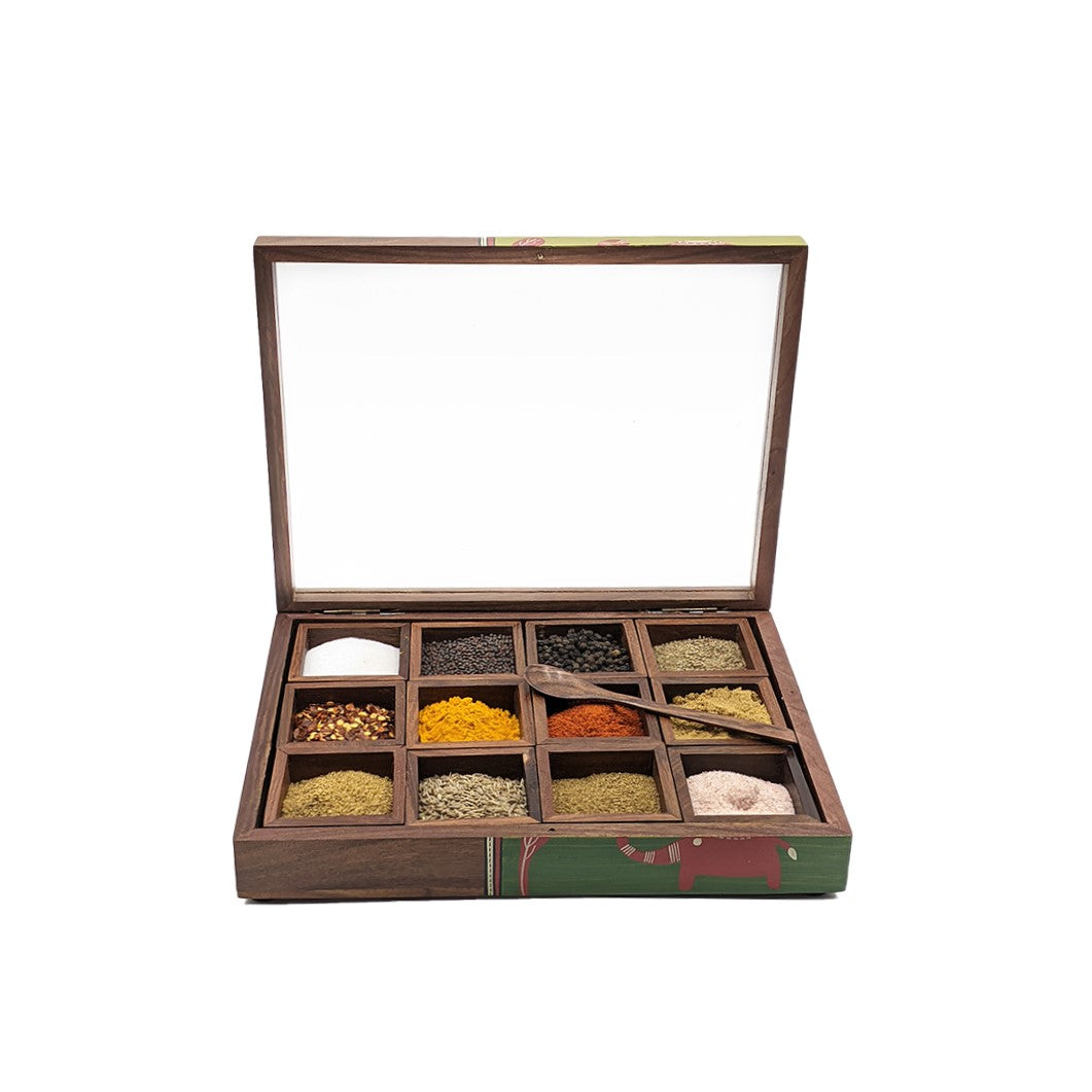 Spice Box 12 Compartments Hand painted