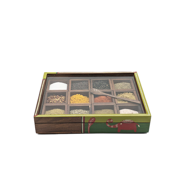 Spice Box - 12 Compartments (Hand-painted)