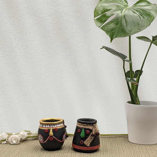 Earthern Face Vases Set of 2