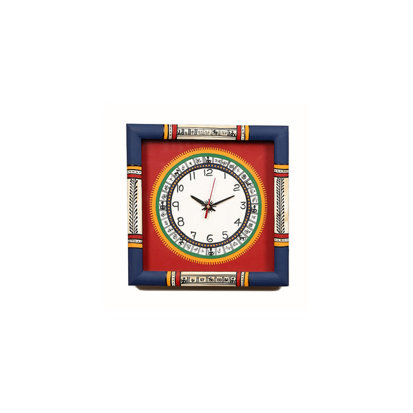 Warli Art Wall Clock - Red